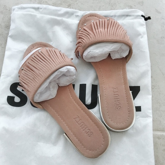 Schutz Zilu fringe slides sandals 6 - Picture 2 of 5